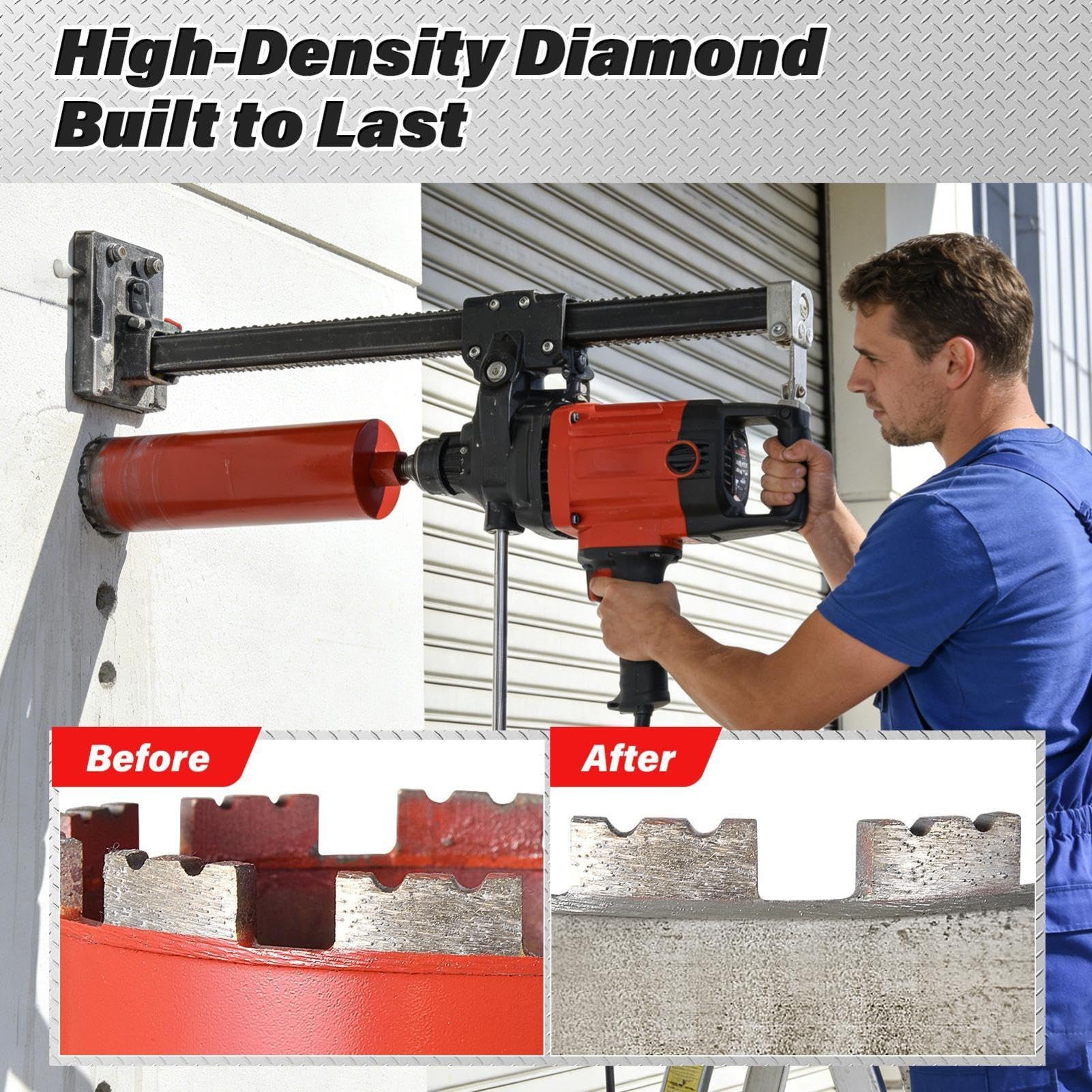 Broca de corona diamantada 120 mm x 45 cm para hormigón y piedra