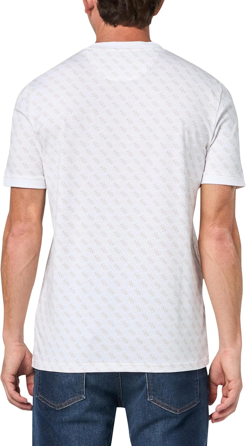 GUESS Men's Eco Jamey T-Shirt, 4G AOP White Tonal - Image 2
