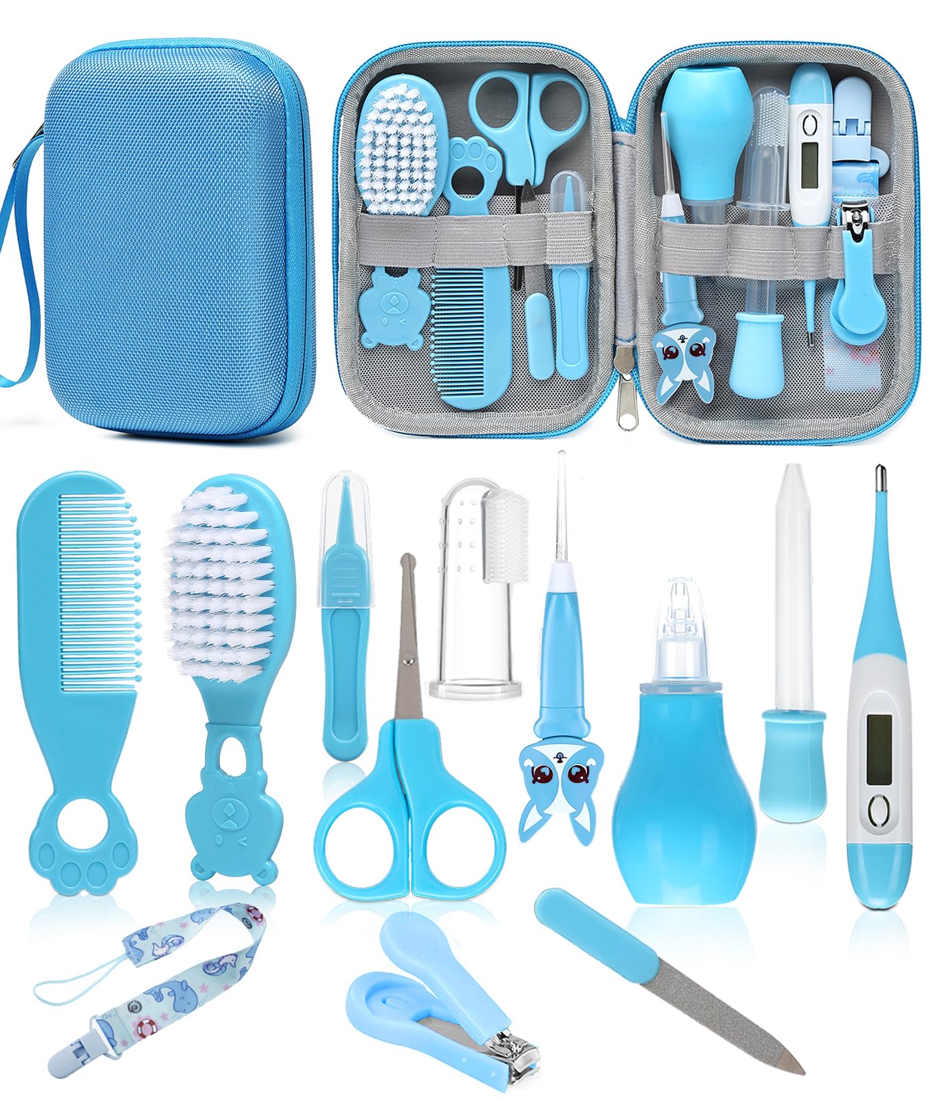 Baby Healthcare and Grooming Kit, Safety Newborn Nursery Baby Care Kit, with Hair Brush Comb, Nail Clipper, Thermometer, Pacifier Clip, Baby Registry Search, Baby Girl Boy Newborn Essentials