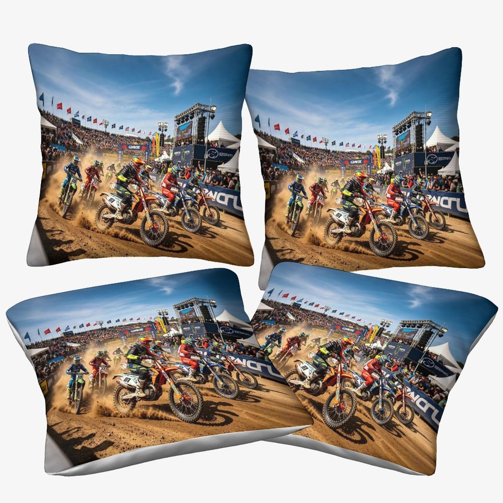 Dafufbw Dirt Bike-5 Dirt Bike Cushion Cover 40X40cm, 4Pcs, Motorcycle Race Throw Pillow Case Decor For Home Livingroom Couch Bedroom Sofa Decorate