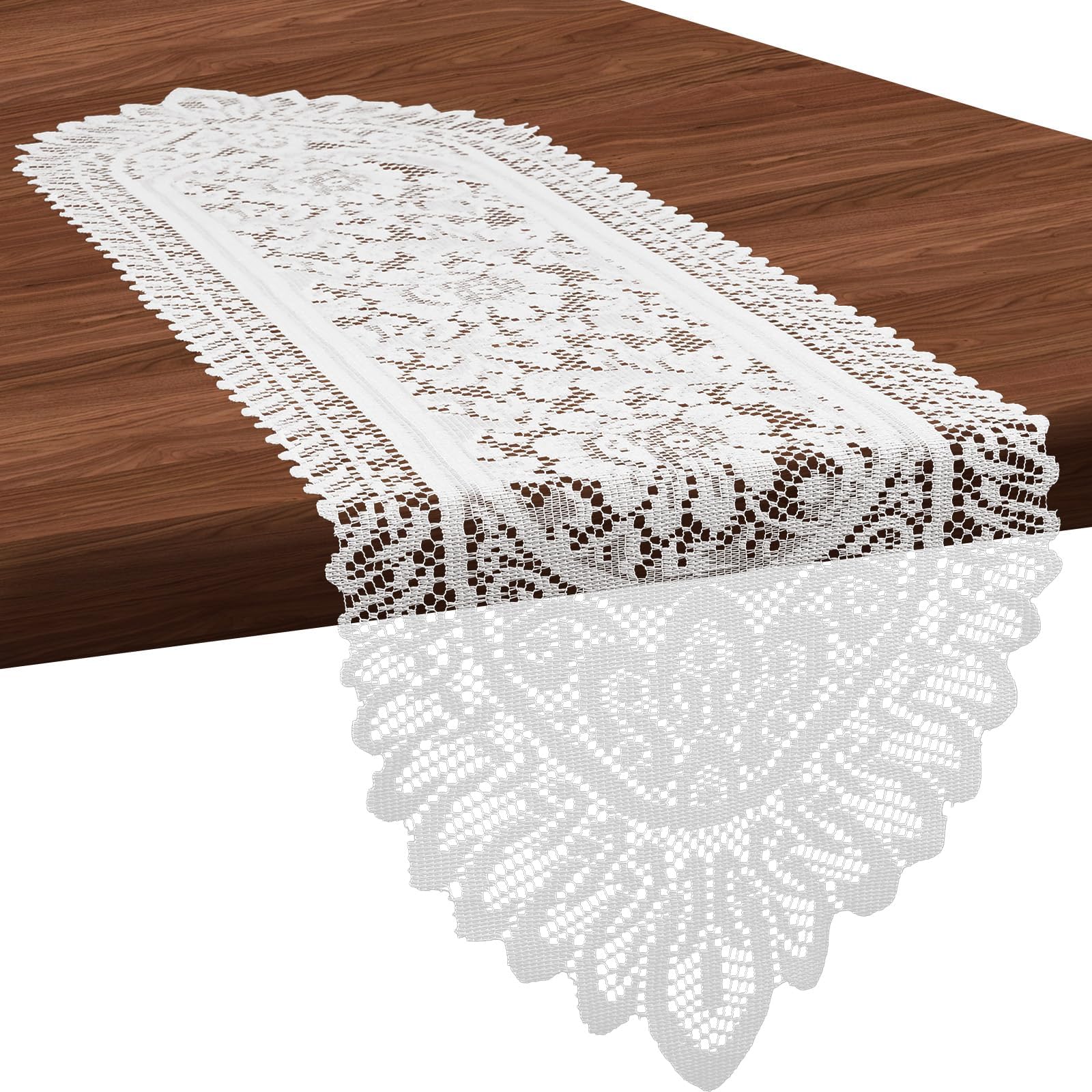 Crochet Table Cloth, White Table Runner, Small Side Table Cover, Decorative Lace Table Mat, Elegant Dining Table Decor, Home Decoration Accessory-image-28