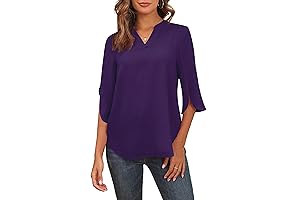 Askyes Women's 2024 Summer Chiffon Blouses Short Sleeve V Neck