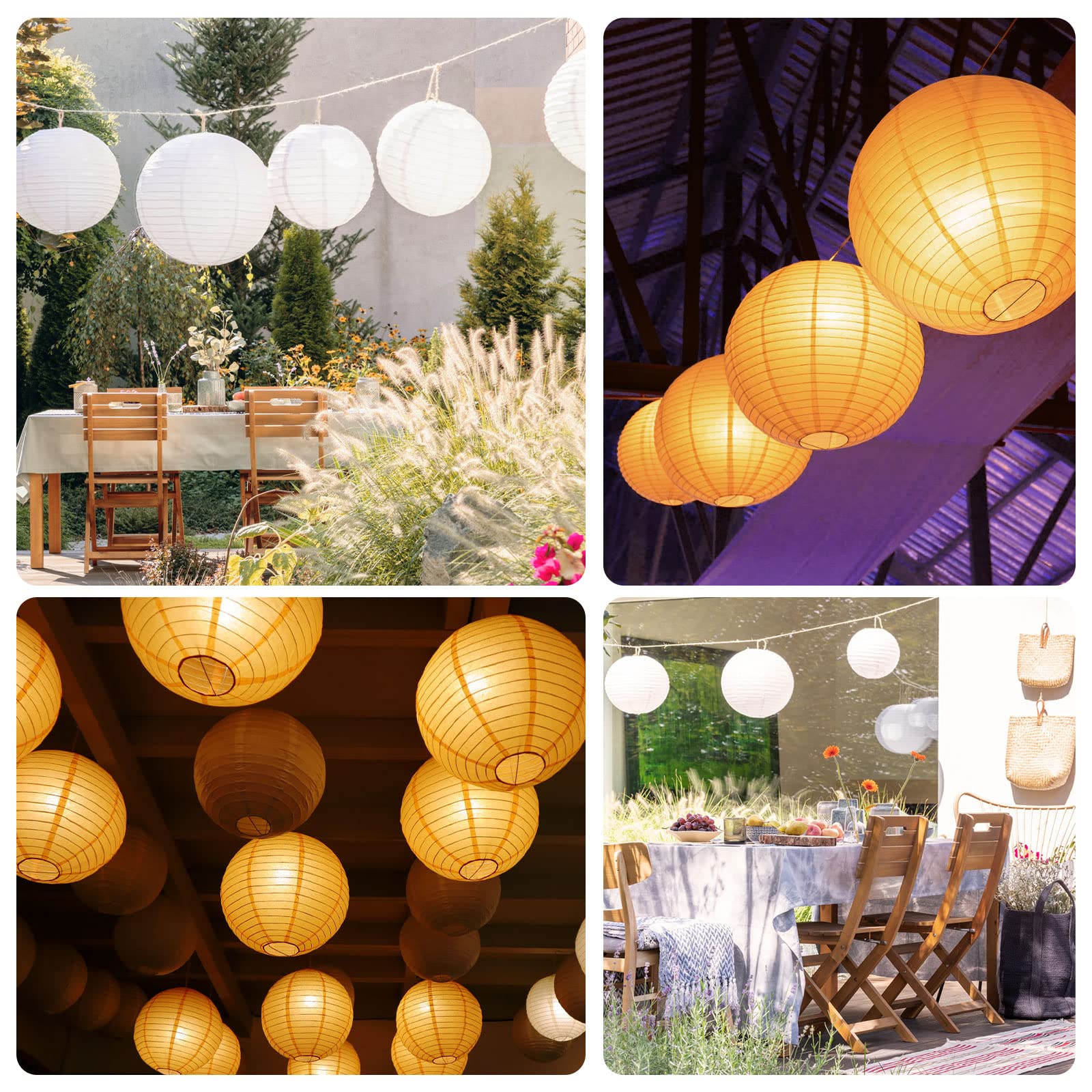 10 sztuk papierowych lampionów, białe lampiony z 10 sztukami białych diod LED, ciepłe białe światło, latarnia, abażur na wesele, imprezę, urodziny, dekoracja