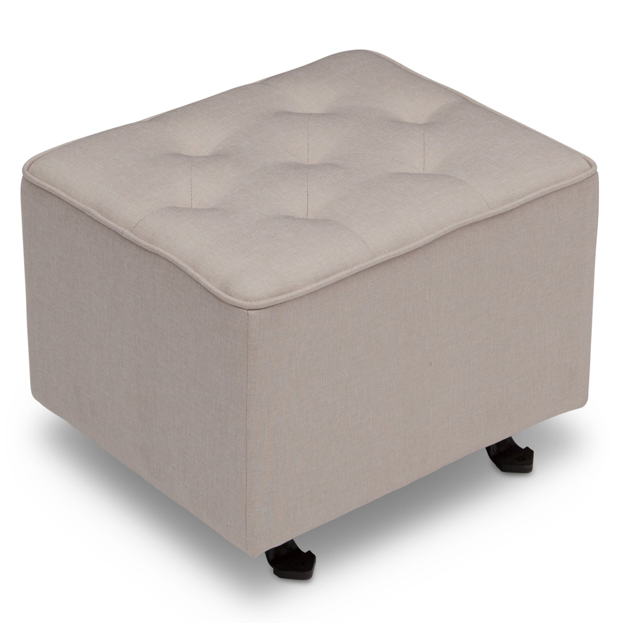 Delta Children Diamond Tufted Gliding Ottoman, Flax