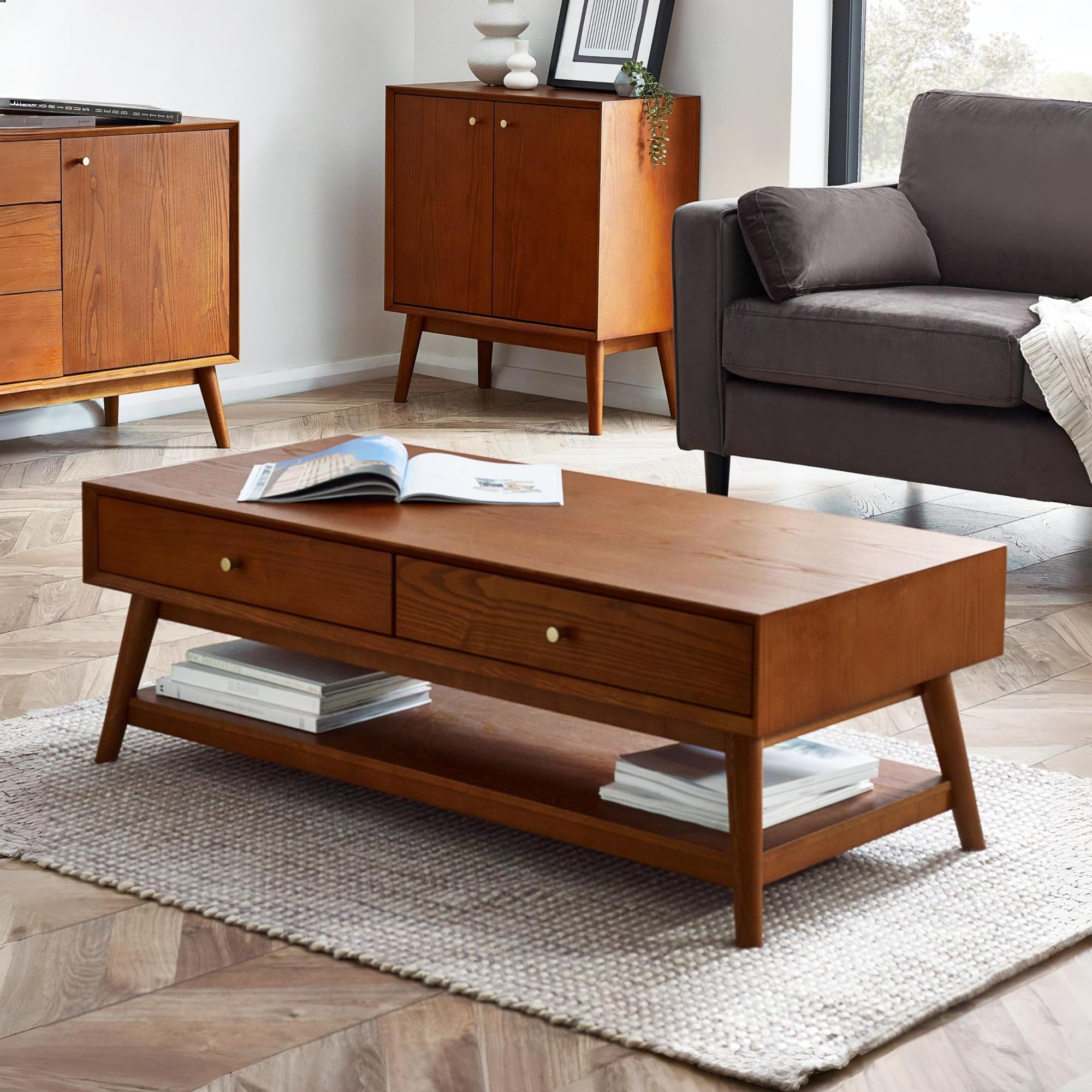 Julian Bowen Lowry 2 Drawer Cherry Ash Coffee Table