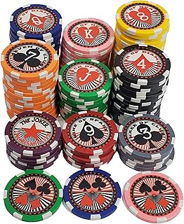 Poker Chip Cardians with Playing Cards Printed on Them - Perfect for Poker Runs - Includes Standard 52 Cards with 2 wilds & 1 Double Back