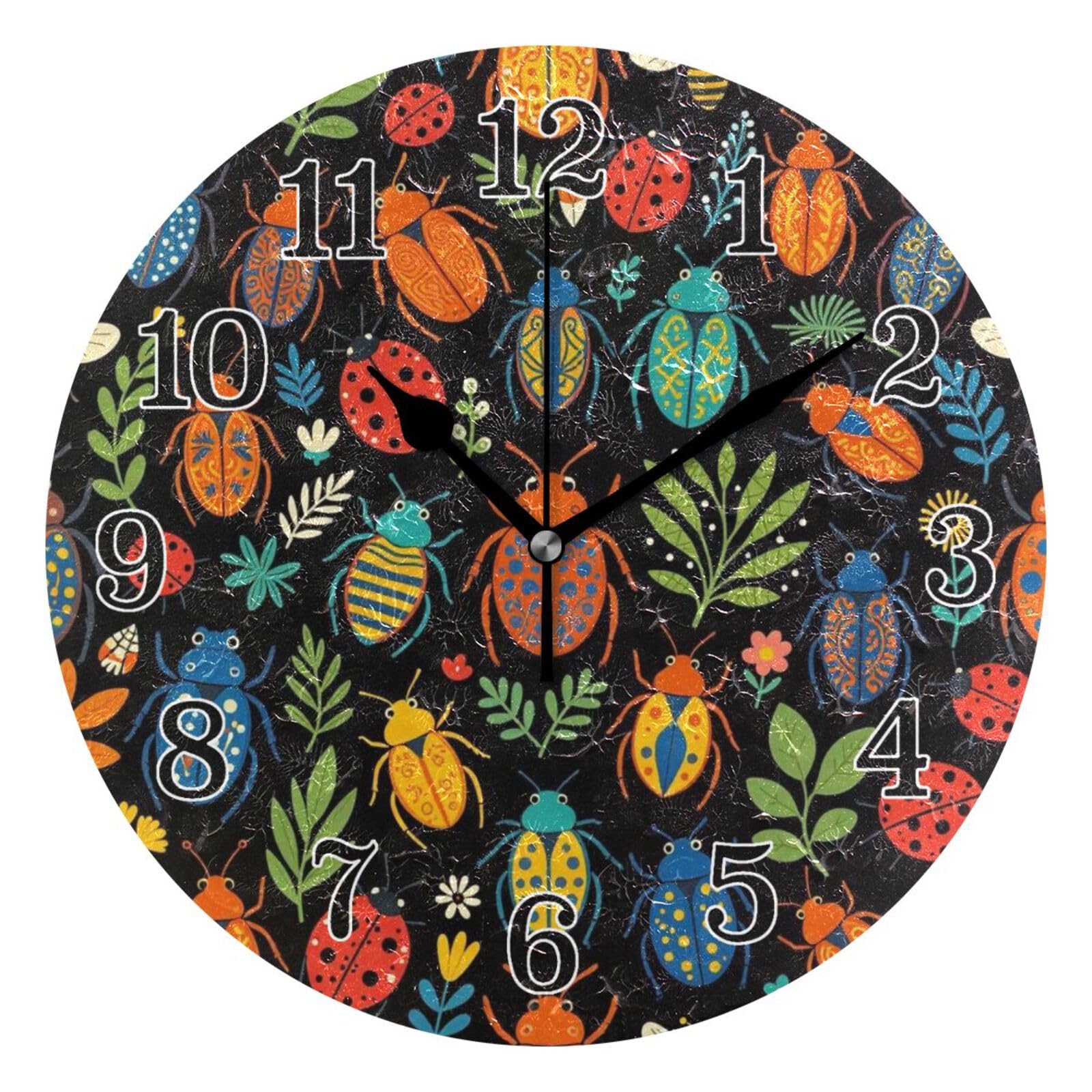 Horloge murale ronde colorée 25,4 cm KLL silencieuse pour cuisine et classe