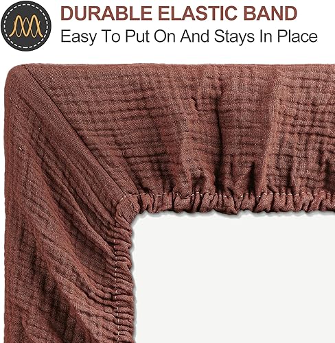 Miniatura 3 de Super Juniors Muslin Baby Fitted Crib Sheet,Extra Cozy Soft Breathable Crib Mattress Sheets for Boys and Girls,28x52(Coffee)