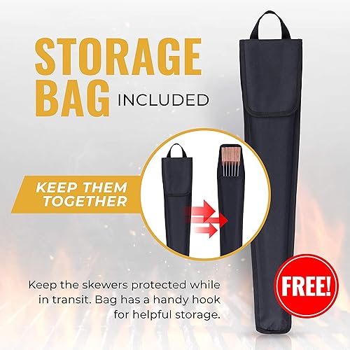 Miniatura 7 de GrillBee Brochetas para asar a la parrilla de 23 pulgadas de largo y 1 pulgada de ancho, pinchos planos de acero inoxidable - Brochetas de metal