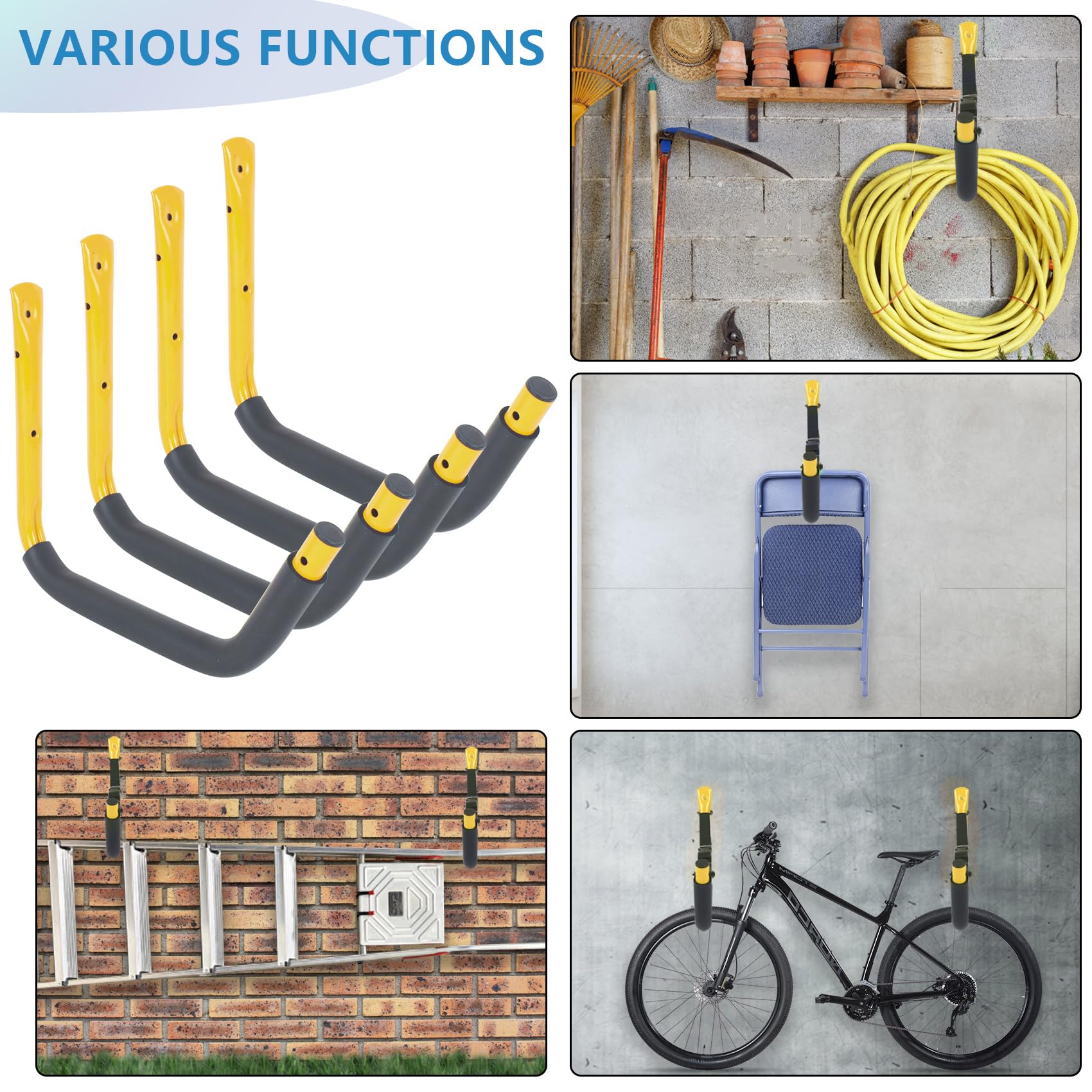 Kajak-Aufbewahrungsregal, 38,1 cm, Kajak-Haken für Garage, Wand mit Nylonriemen, Kajak-Wandhalterung für Kajaks, Surfbretter, Kanus, Snowboards, Werkzeuge (mehrere Farben)
