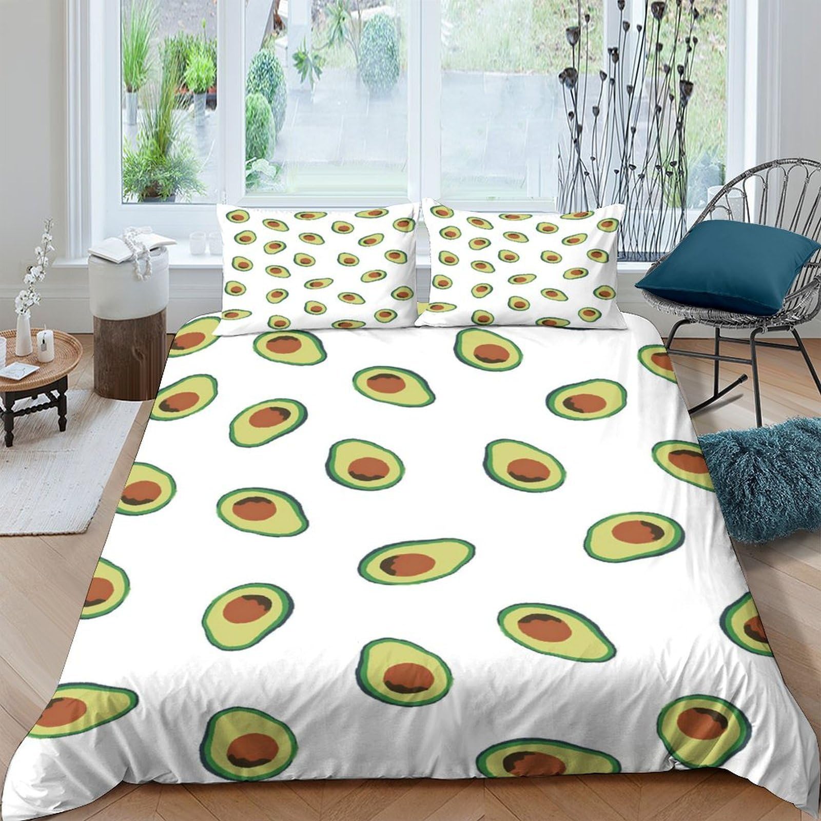 Ctjqhvkz Style-1 3D Printed Avocado Pattern Fitted Sheet Microfiber Soft Breathable Fruit Mattress Cover For Bedroom Dorm Decorative Bedding Single（135X200cm）