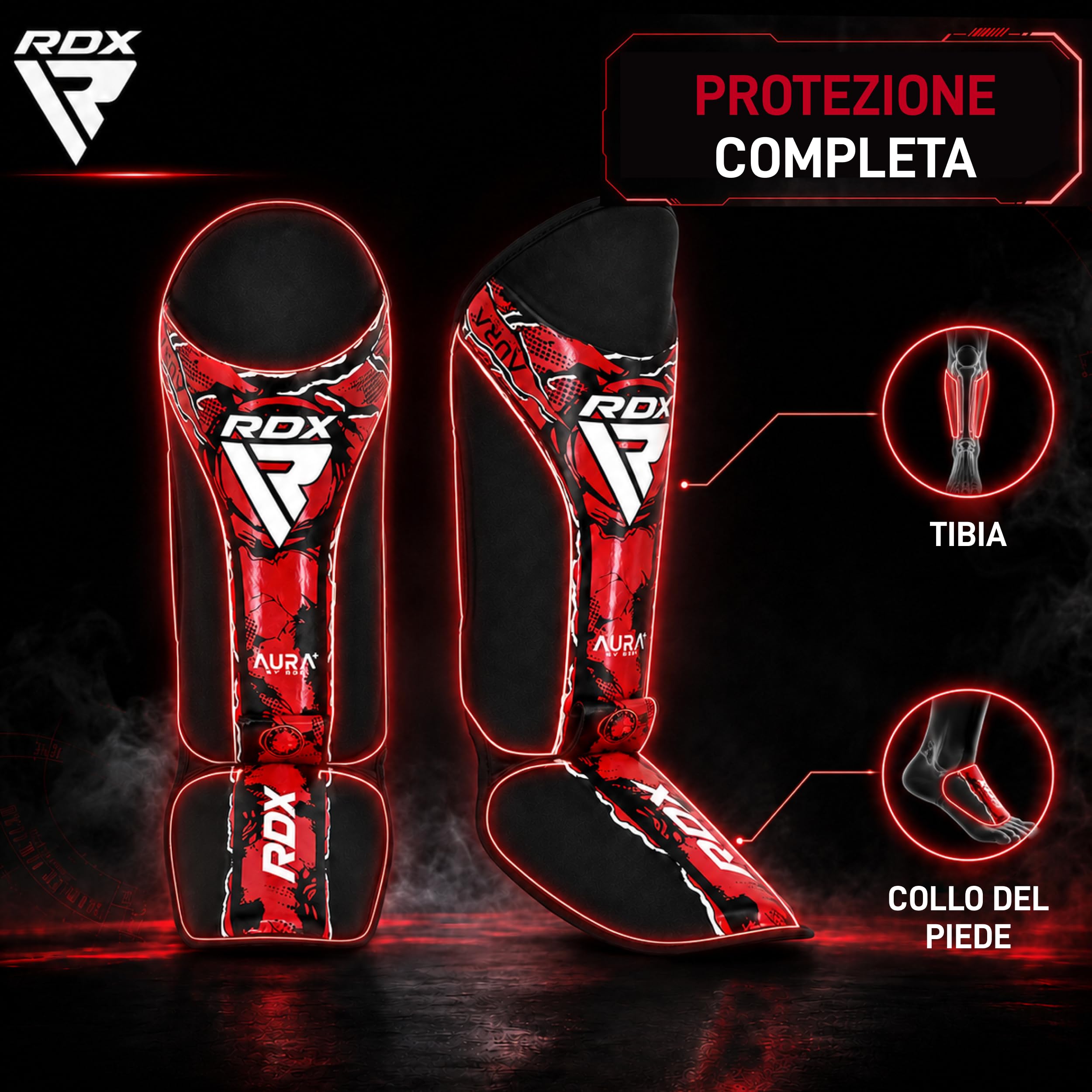 RDX Paratibie Aura F-17, Paratibie Kickboxing per Donne e Uomini, Paratibie MMA con Schiuma Stampata Ammortizzante, Paratibie Muay Thai e Protezioni per Arti Marziali