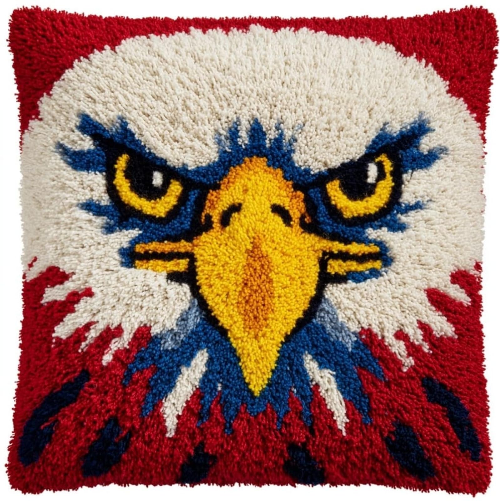 AxiangziK Creative Latch Hook Pillow Kit,Bald Eagle (Animal Bird) Latch Hook Kit for Adults Beginners 17x17in,DIY Embroidery Cushion for Home Christmas Sofa Decor & Gift Idea