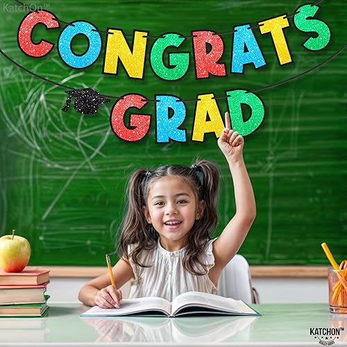 Miniatura 5 de Banner de graduación de felicitaciones con purpurina 2023  Tamaño grande, 10 pies, sin bricolaje  Cartel de graduación de jardín de infantes,