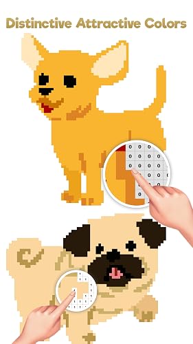 Dogs Pixel Art - Paint by Number, Sandbox Coloring Pages – vue 8