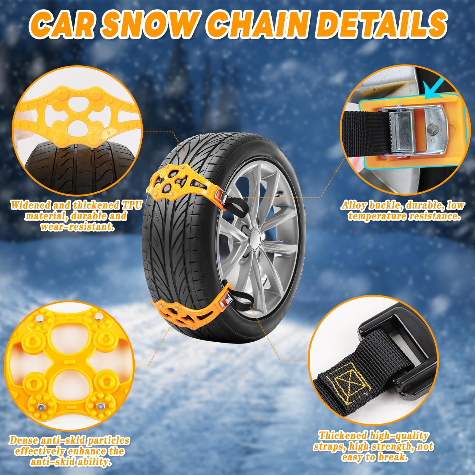Chaine Neige Auto*2 Pcs, Chaînes Neige Voiture, Chaine Pneu Neige, Chaine Neige Véhicules Universelle, Convient aux Pneus d'Une Largeur de 165-275 mm, Plupart des Voitures, Camions et SUV