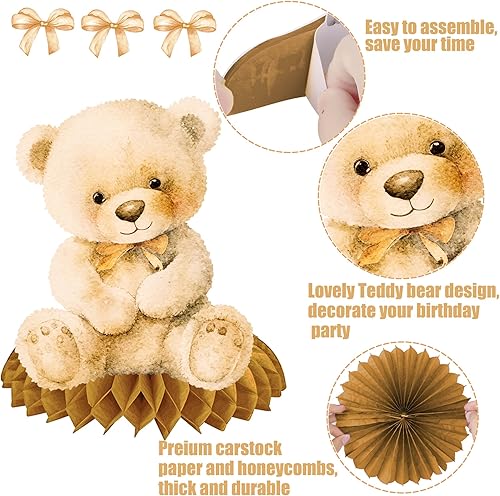 Miniatura 3 de 10 piezas de centro de mesa de oso para baby shower, suministros de fiesta de cumpleaños de oso, decoraciones de oso para baby shower, decoración de