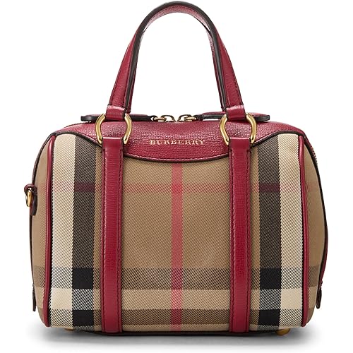 Prada, Pre-Loved Red House Check Canvas Alchester Bowler Bag Small, Red