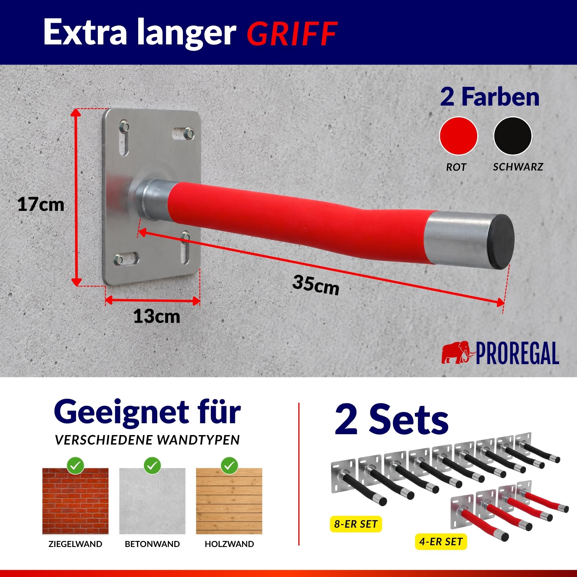 PROREGAL Profi Autoreifen-Wandhalter PREX PRO 8erSet Schonauflage
