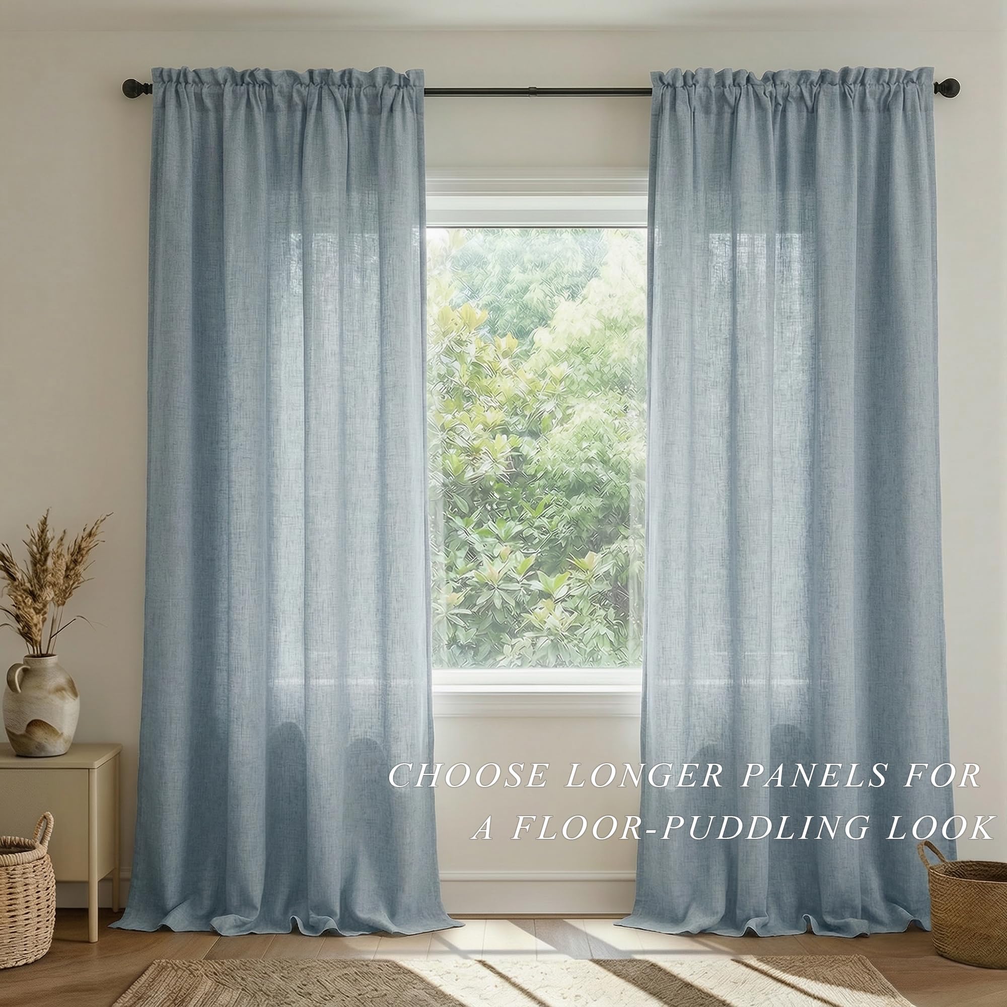 Amazon.com: Blue Grey Curtains 108 Inches Long for Floor to