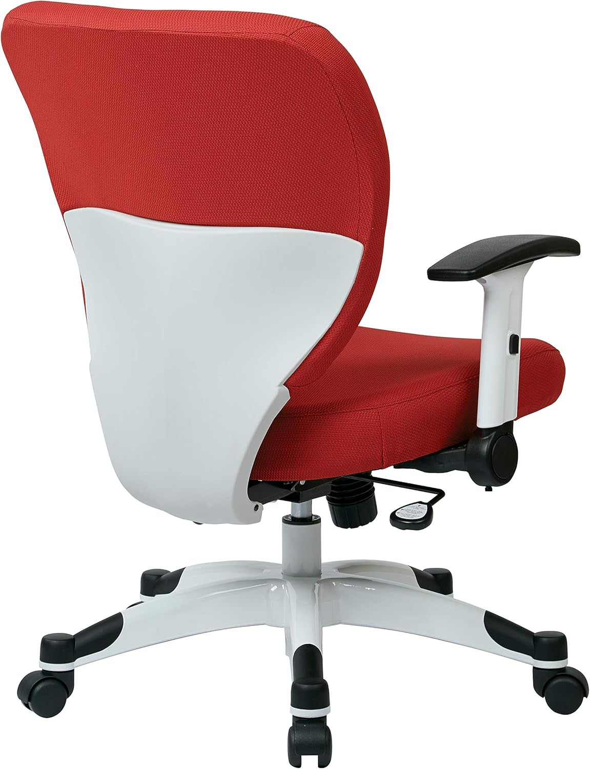 Space Seating Pulsar Professional Deluxe Adjustable Office Task Chair with Padded Seat and White Coated Nylon Base, Rouge Red Fabric