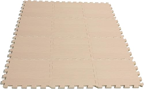 Miniatura 2 de CAP Barbell Tapete de ejercicio de rompecabezas de 38 pulgadas de grosor con patrón de estilo de madera clara, 12 pies cuadrados (MT-1112BG)