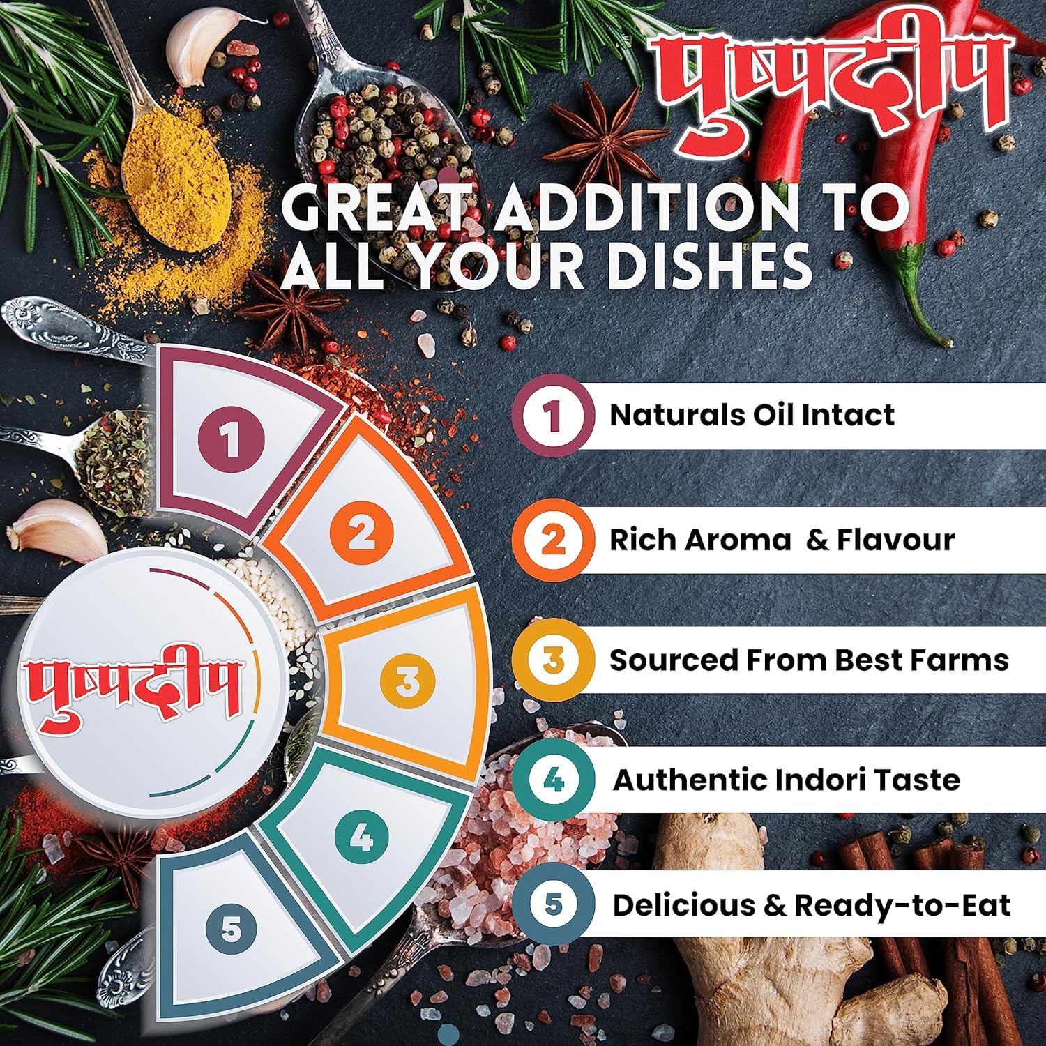 Pushpdeep Singdana/Groundnut Chutney Home Made 500g, 100g per Pack of 5 | Rich Peanut & Nutty Flavor, moongfali Chutney Perfect With Idli, Dosa, Roti & Paratha | No Preservatives, Hand Made In India 3