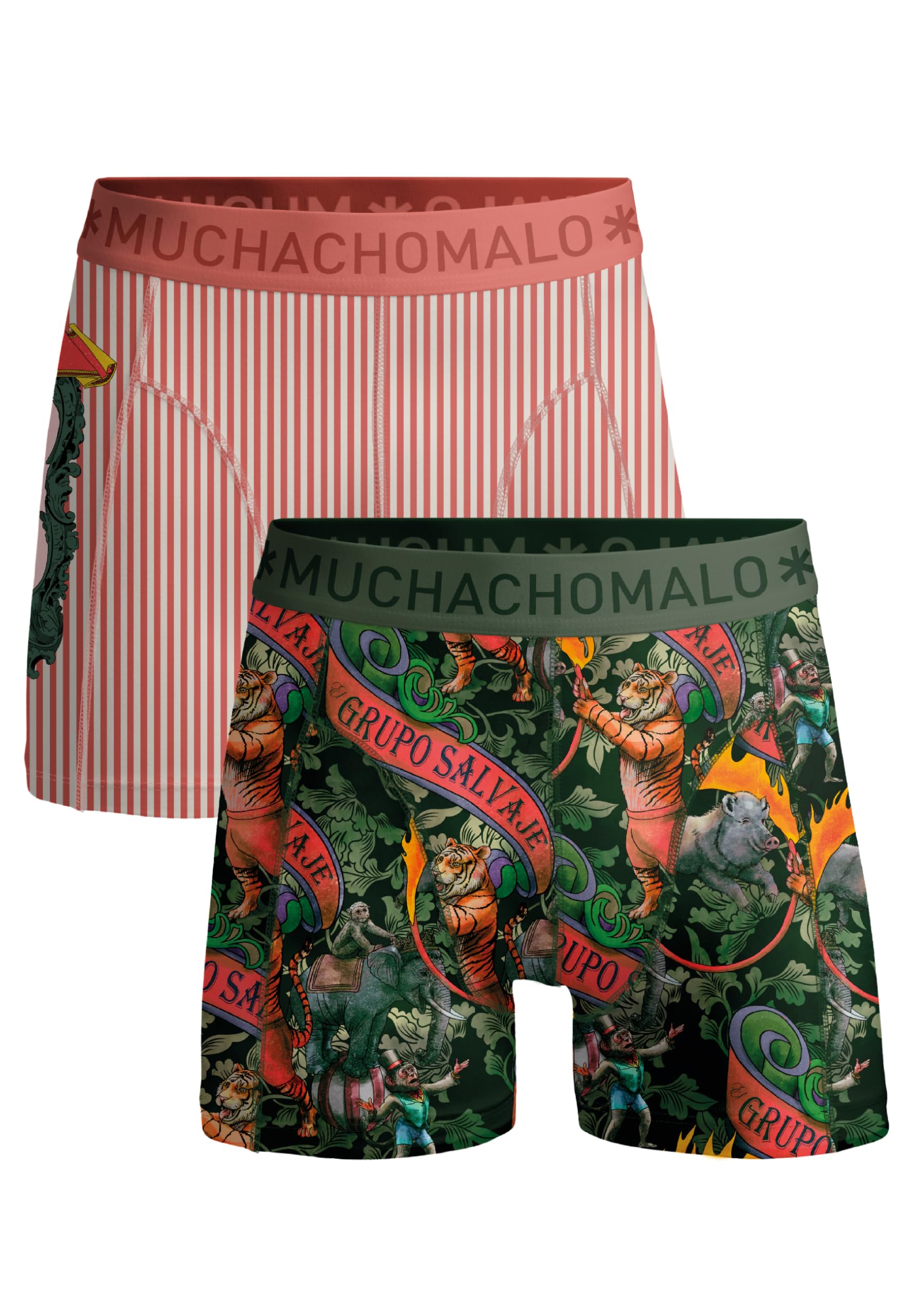 Muchachomalo Uomo Boxer 2-Pack, Fantasia, Cotone, Fascia Elastica
