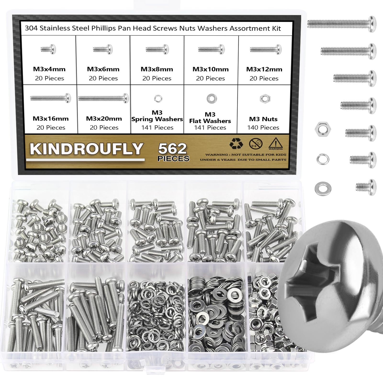 382 Piece Stainless Steel Machine Screws & Nuts Kit -1