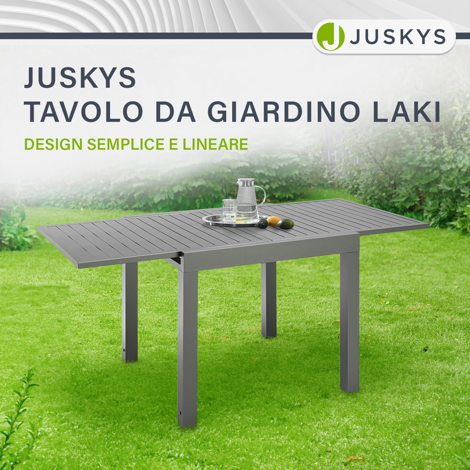 Juskys tavolino da giardino Laki allungabile da 70x70 cm – Tavolo in alluminio – Grande piano – Antracite