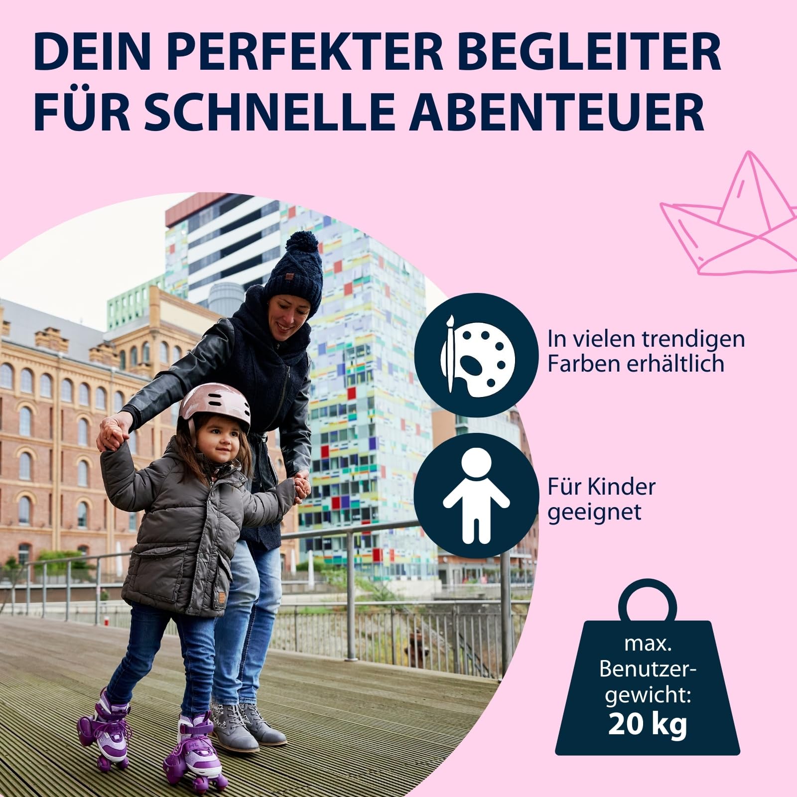 HUDORA Rollschuh My First Quad in versch. Größen & Farben - hochwertige Rollschuhe für Kinder bis 20kg - Kinder Rollschuhe größenverstellbar - sichere Einsteiger-Rollerskates mit großen Rollen