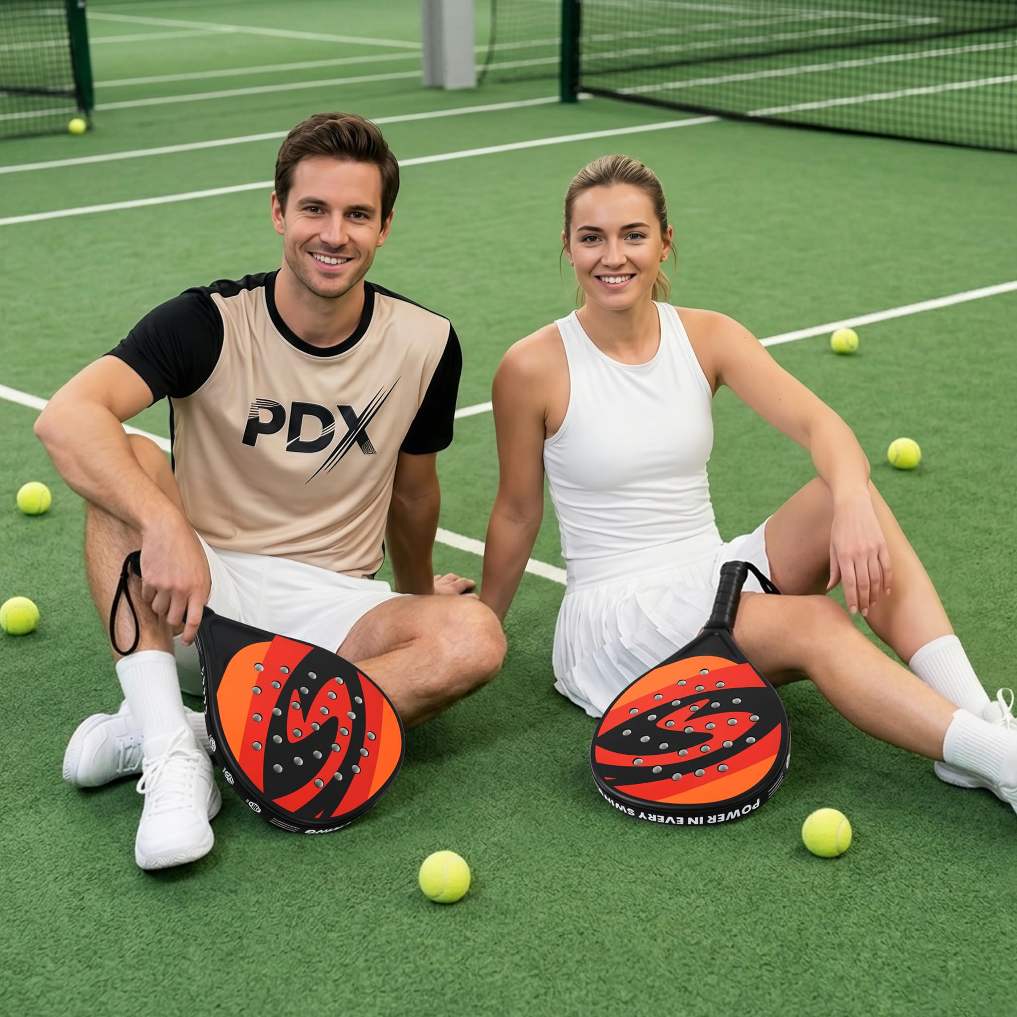 Pala de Padel Superficie ABS con Núcleo de Espuma EVA Memory Flex - Pala de Pádel Playa para Adultos + 2 Pala + Bolsa + 2x Pelotas Pro Padel