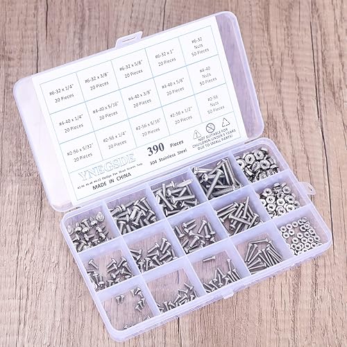 Miniatura 5 de Kit surtido de tornillos de máquina #6-32#4-40#2-56 Phillips Pan Head Tuercas y Tornillos Surtido Kit Surtido de Tornillos de Acero Inoxidable 304,