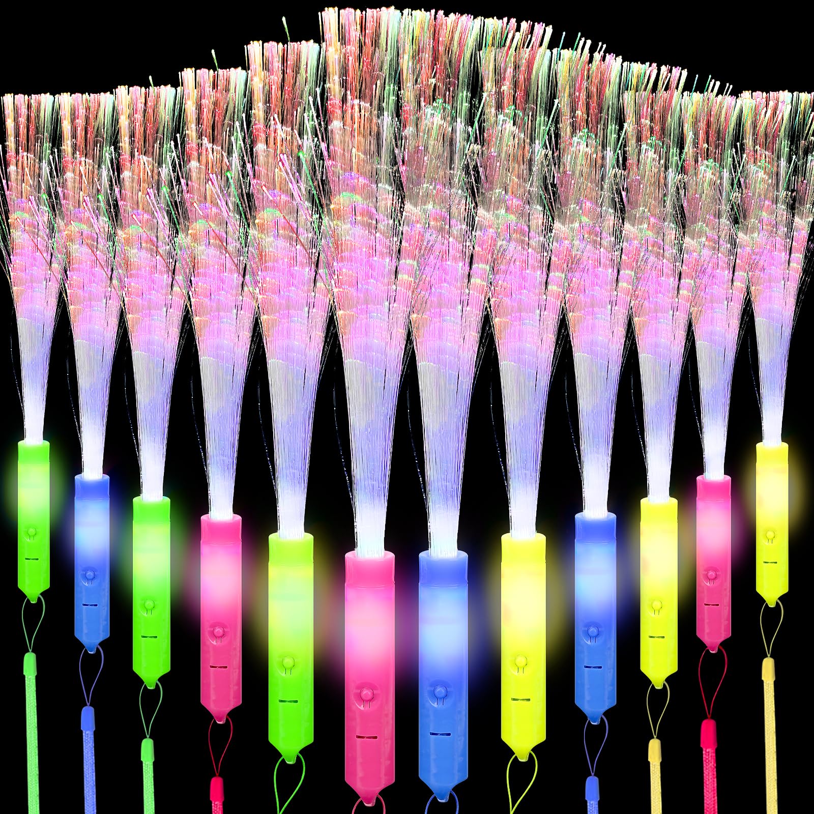 KINGOZOYI 12 Piezas Varillas de Fibra Luminosa LED, Barras Luminosas Fluorescentes LED con 3 Modos Intermitentes para Niños, Navidad, Fiestas, Conciertos, Bodas