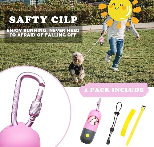 Miniatura 5 de Soporte para bolsas de basura para perros con linterna LED, dispensador de bolsas de excremento de perro con 13 rollos de bolsas de basura a prueba