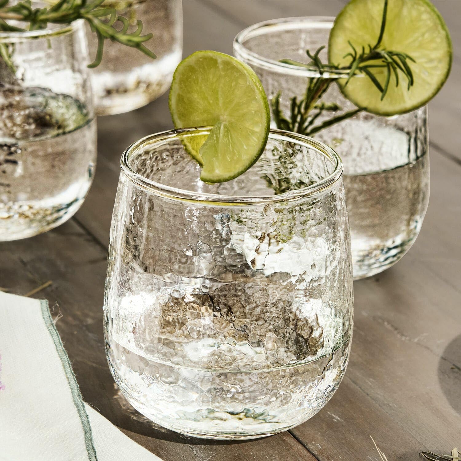 LOBERON Glas 4er Set Valters, Mundgeblasen, mit Welliger Struktur, Stilvoll Klassisches Design, Spülmaschinenfest, Tischaccessoires, Trinkgläser, klar