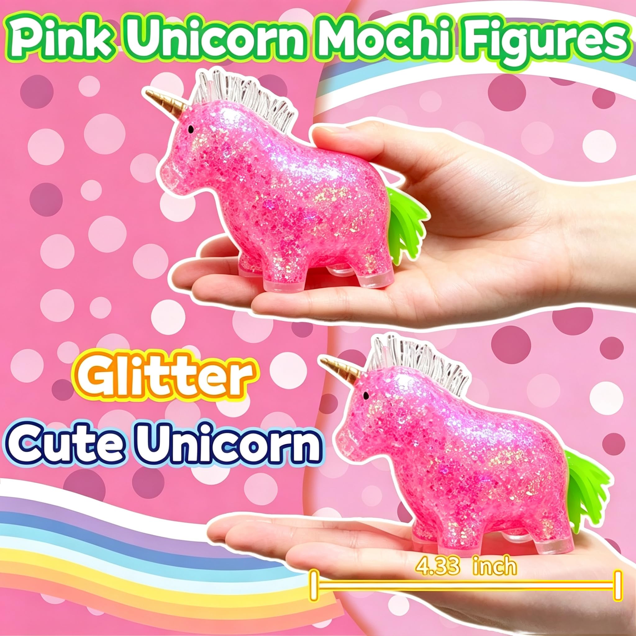 Amazon | ピンクのユニコーンフィジェット餅フィギュア花瓶フィラー