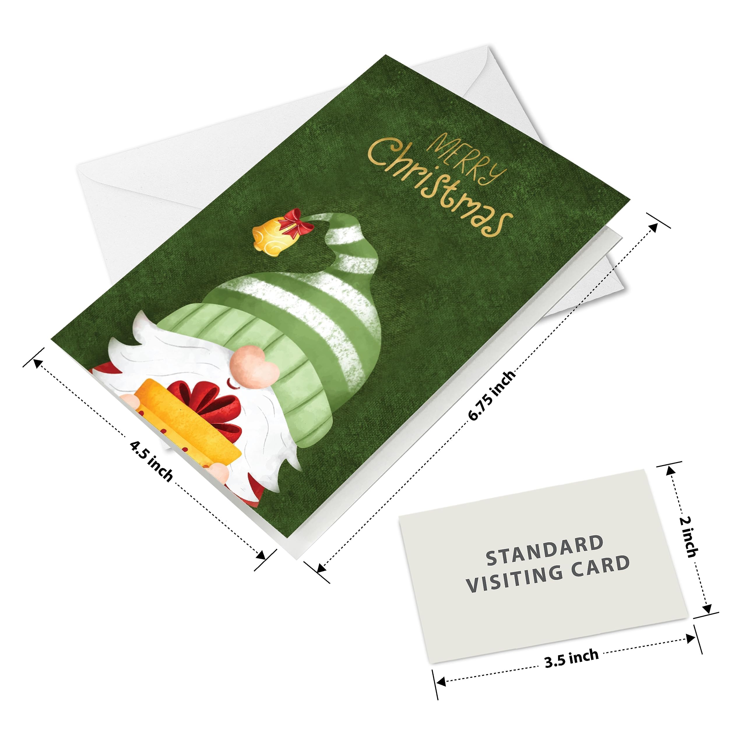 easykart labels Lot de 60 cartes de nain de Noël avec enveloppes et autocollants à sceller, 4 motifs de Père Noël sur le thème de Noël avec effet pliant doré, 17,1 x 11,4 cm pour les amis, la famille