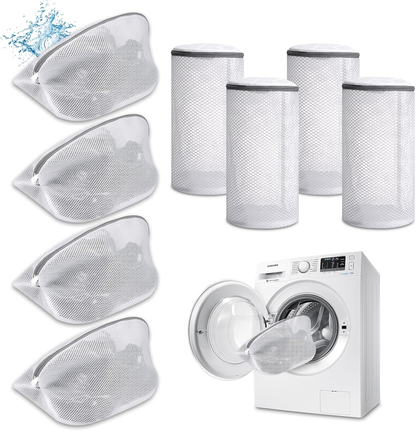 8 Pack Shoe Washing Machine Bags, Mesh Washing Bags for Sneakers, Boots & Everyday Footwear, Reusable Laundry Bags for Washing Machine, 2 Sizes