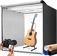 DUCLUS 39x39 Inch Large Light Box: 210 LEDs, 3 Stepless Dimming Panels, 4 Matte PP Backdrops for Pro Product Photography