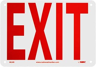 NMC M24R Safety Sign "EXIT" - 10 in. x 7 in. Rigid Plastic Sign with Red Text on White Base