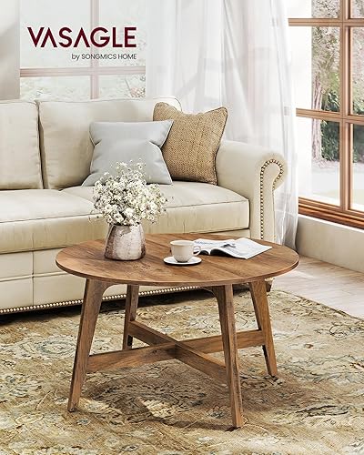 Miniatura 2 de VASAGLE MAEZO Collection ULCT251KB01S - Mesa auxiliar redonda, mesa central de 31.5 pulgadas, patas cónicas, transiciones curvas, fácil de montar,