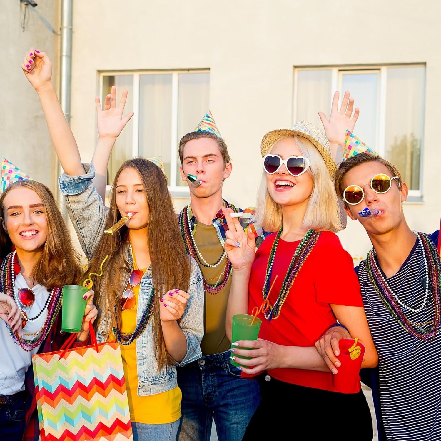 144PCS Mardi Gras Beads, Metallic 12 Kinds Bead Necklace Party Supplies, 33" Mardi Gras Necklace Costume Stuff, Festival Parade Throw Accessories for Wedding Birthday Celebrations Decorations - Image 4