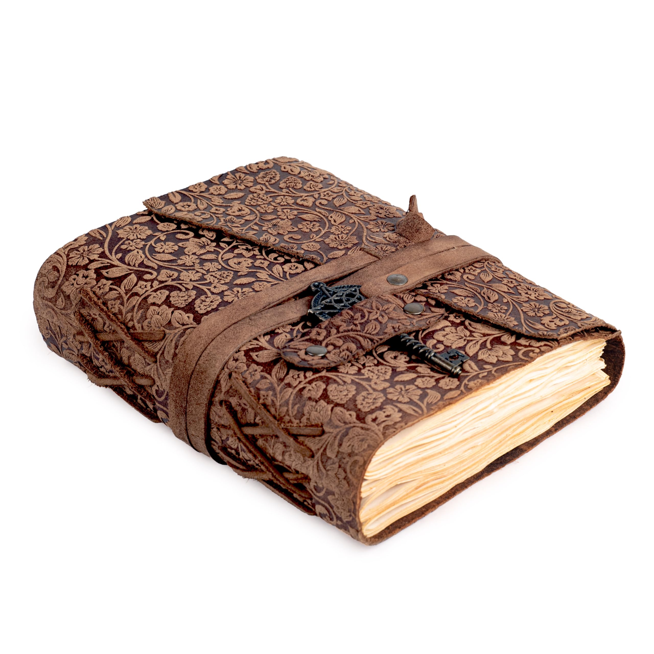 LEATHER VILLAGE Handmade Leather Bound Journal for Women- Rustic Brown | 7"X5" (A7) Medium | 260 Pages Blank of Vintage Paper Writing, Sketchbook, Notebook โ image 1