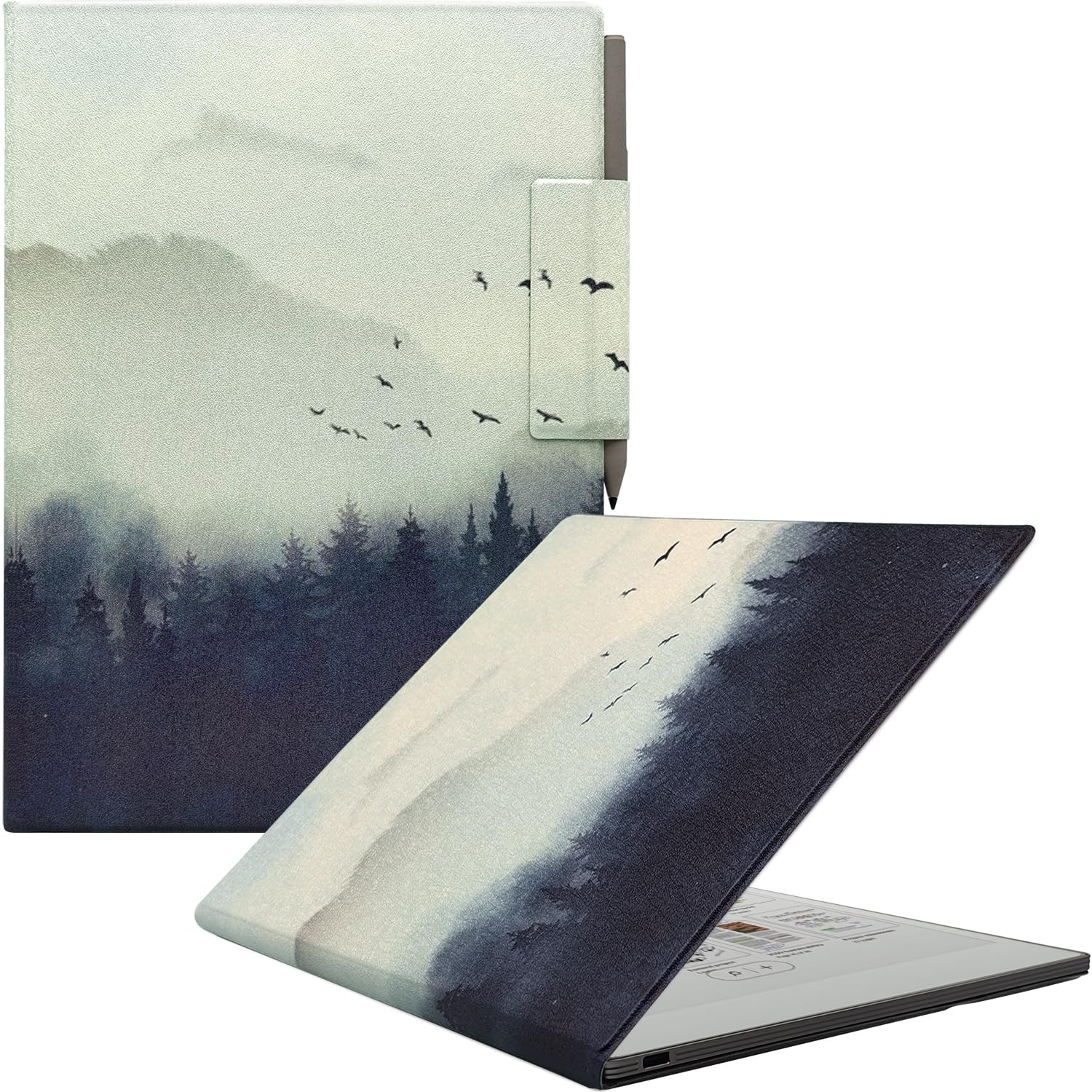 GOVTVA Case for Remarkable Paper Pro Color 11.8'',Ultra-Thin Leather Cover Auto Sleep/Wake Book Folio Cover with Pen Magnetic Buckle for Remarkable Paper Pro Tablet 2024 Released (Misty Forest)