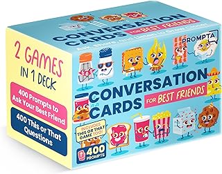 Conversation Cards for Best Friends - 400 BFF Questions and 400 Fun This or That Topics for Adult Best Friends, Teens, or Couples - Talking Conversation Starters Best Friend Game to Grow Even Closer