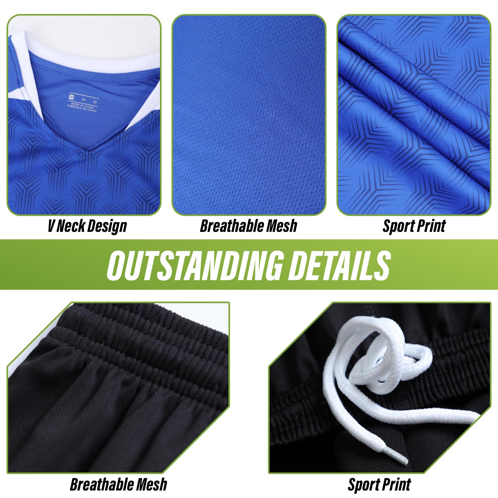 viiotu Completo Calcio Bambino, Set di Maglia e Shorts a Secco Rapido per Allenamento Scuola Gimnasio - 5