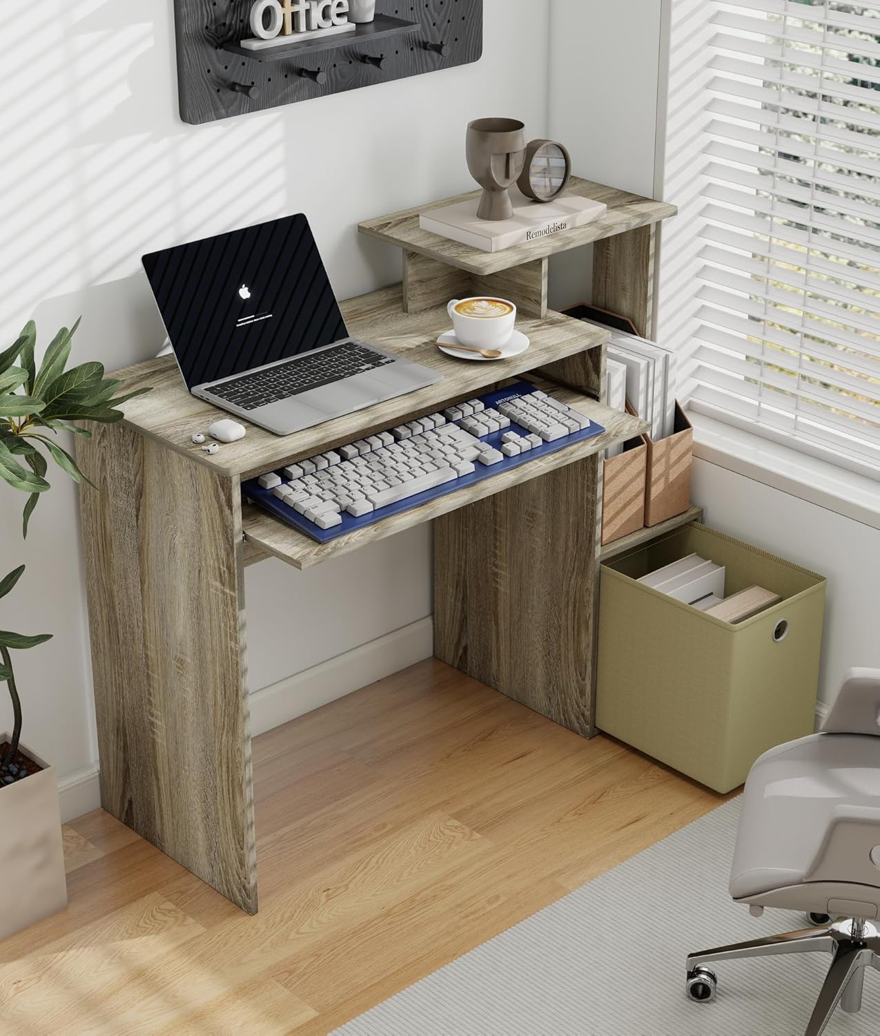 Computer Desk with Storage, Working Table with Keyboard Drawer for Bedroom Home Workstation for Writing Working Studying