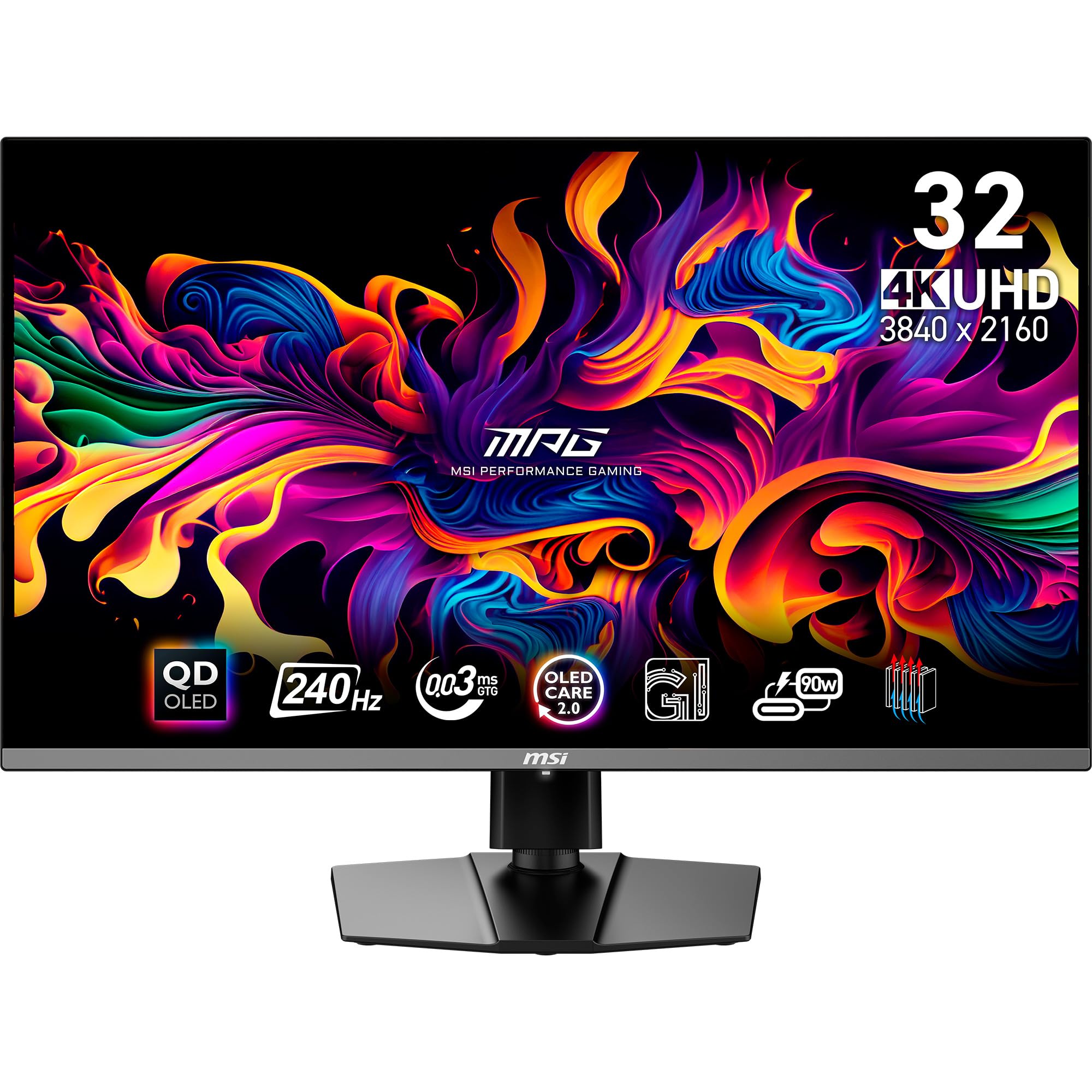 MSI MPG 321URXDE QD-OLED 31.5 Zoll 4K UHD Gaming Monitor - 3840 x 2160 Quantum Dot OLED Panel, 240Hz / 0.03ms, 99% DCI-P3, ΔE≤2, DisplayHDR True Black 400, KVM, RGB - DP 1.4a, HDMI 2.1, USB Type-C