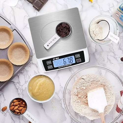 Miniatura 6 de Báscula digital grande de cocina de 66.1 lbs66 libras para hornear cocinar báscula de pan de acero inoxidable con pantalla LCD, básculas de conteo